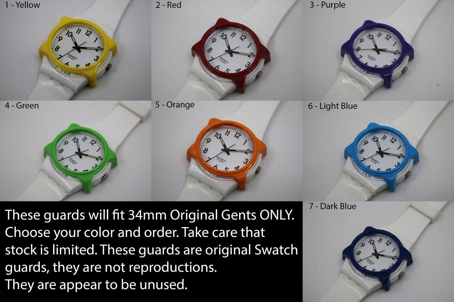 1980s / 1990s, Vintage Swatch Guard, for 34mm GENTS Swatches, Unused(?), pick your color, original Swatch