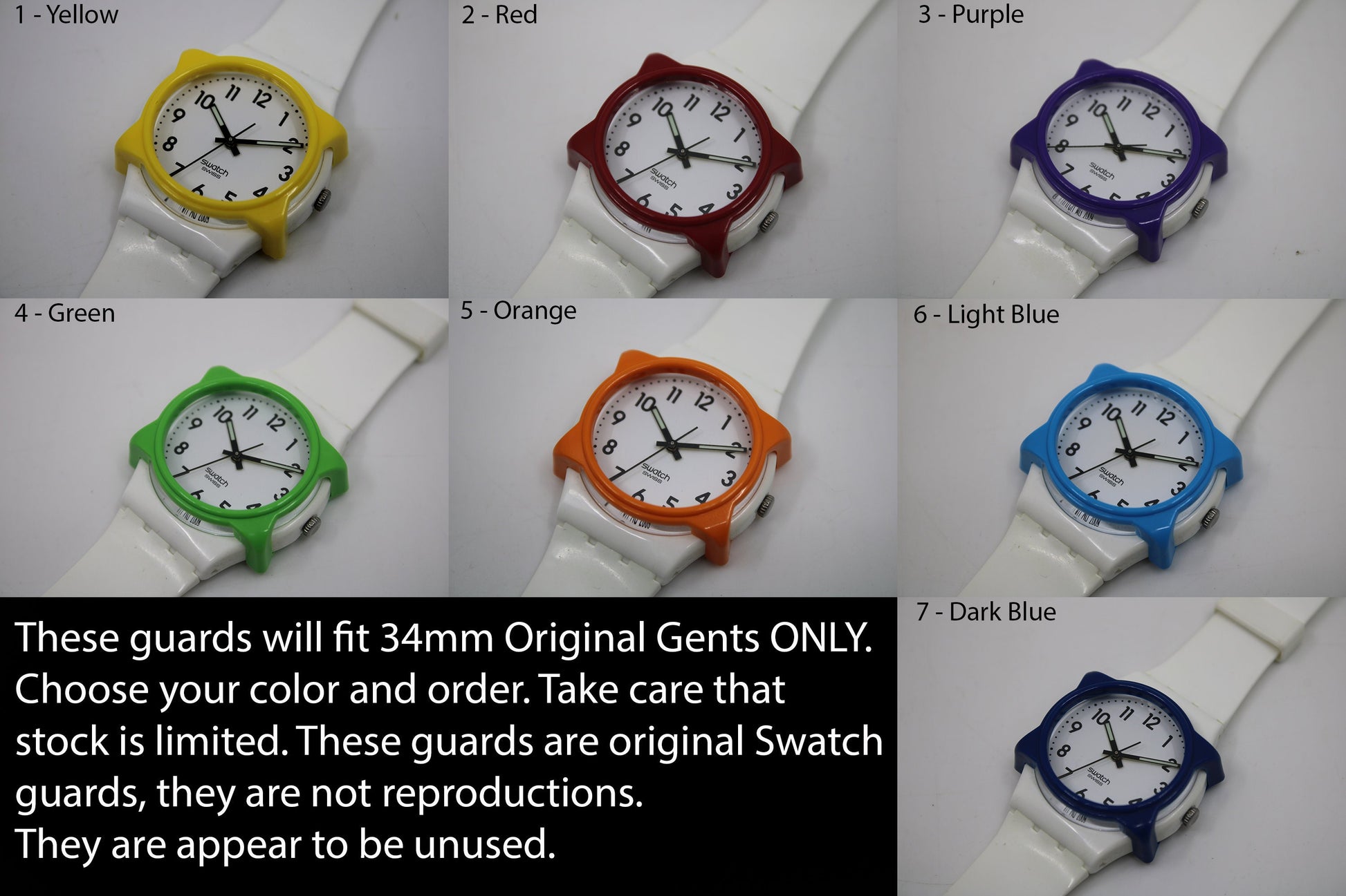 1980s / 1990s, Vintage Swatch Guard, for 34mm GENTS Swatches, Unused(?), pick your color, original Swatch