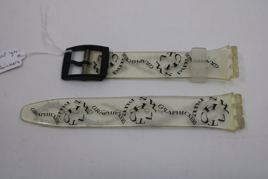 1994, Vintage Swatch Strap, 'Graphickers', GK208, 17mm, Gents, New Old Stock