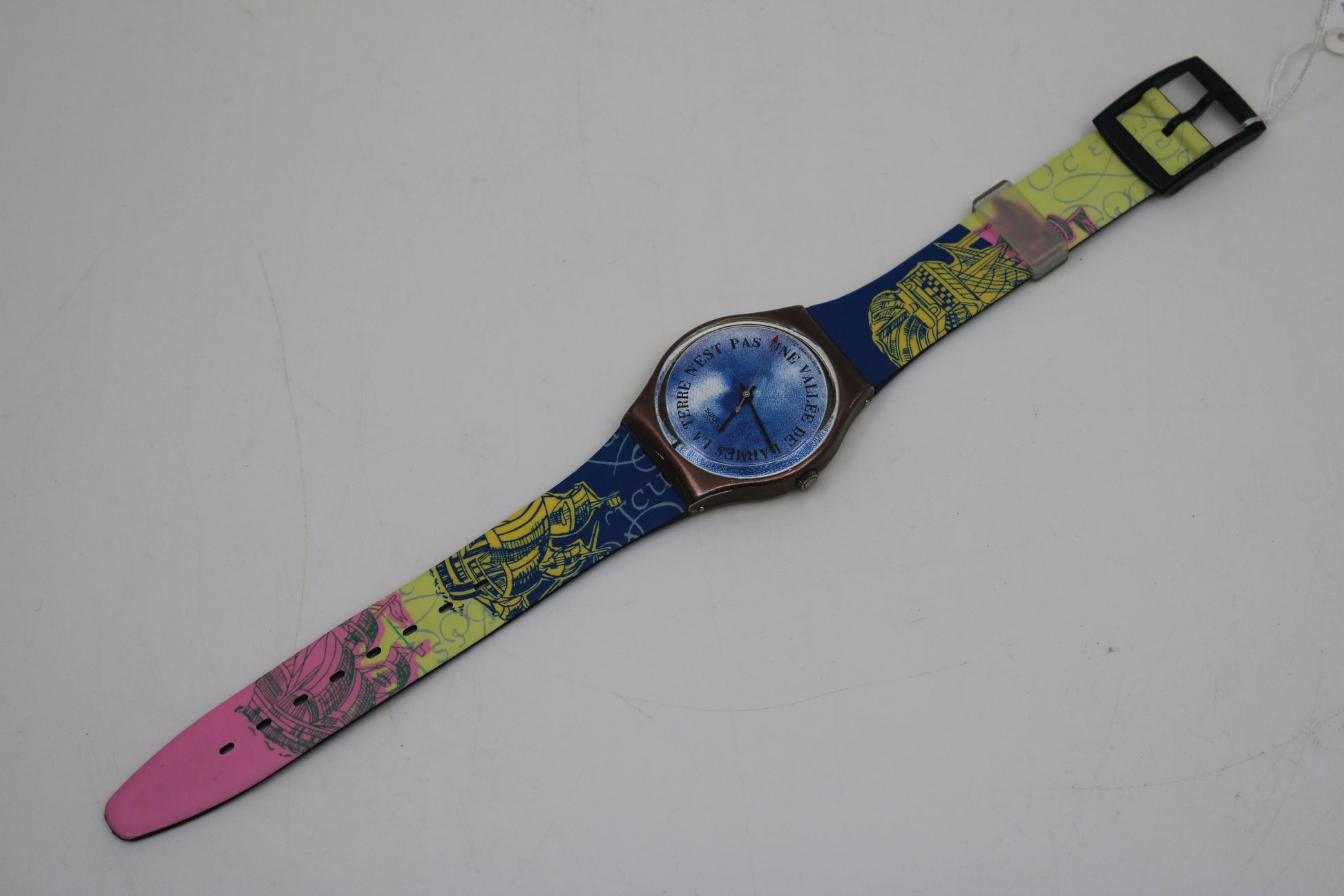 1989 Vintage Gents Swatch, 'Croque Monsieur', GX112, NO box, In NICE, USED Condition, 100% working, Original Strap