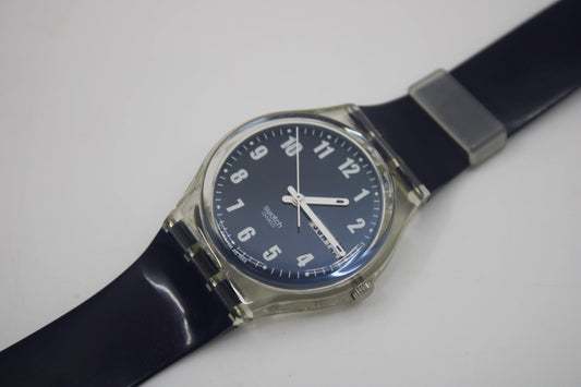 1999 Near Mint 17mm Gents Swatch, 'Blue-Nite', GK732, in perfect working order!