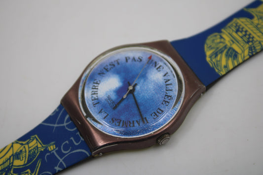 1989 Vintage Gents Swatch, 'Croque Monsieur', GX112, NO box, In NICE, USED Condition, 100% working, Original Strap