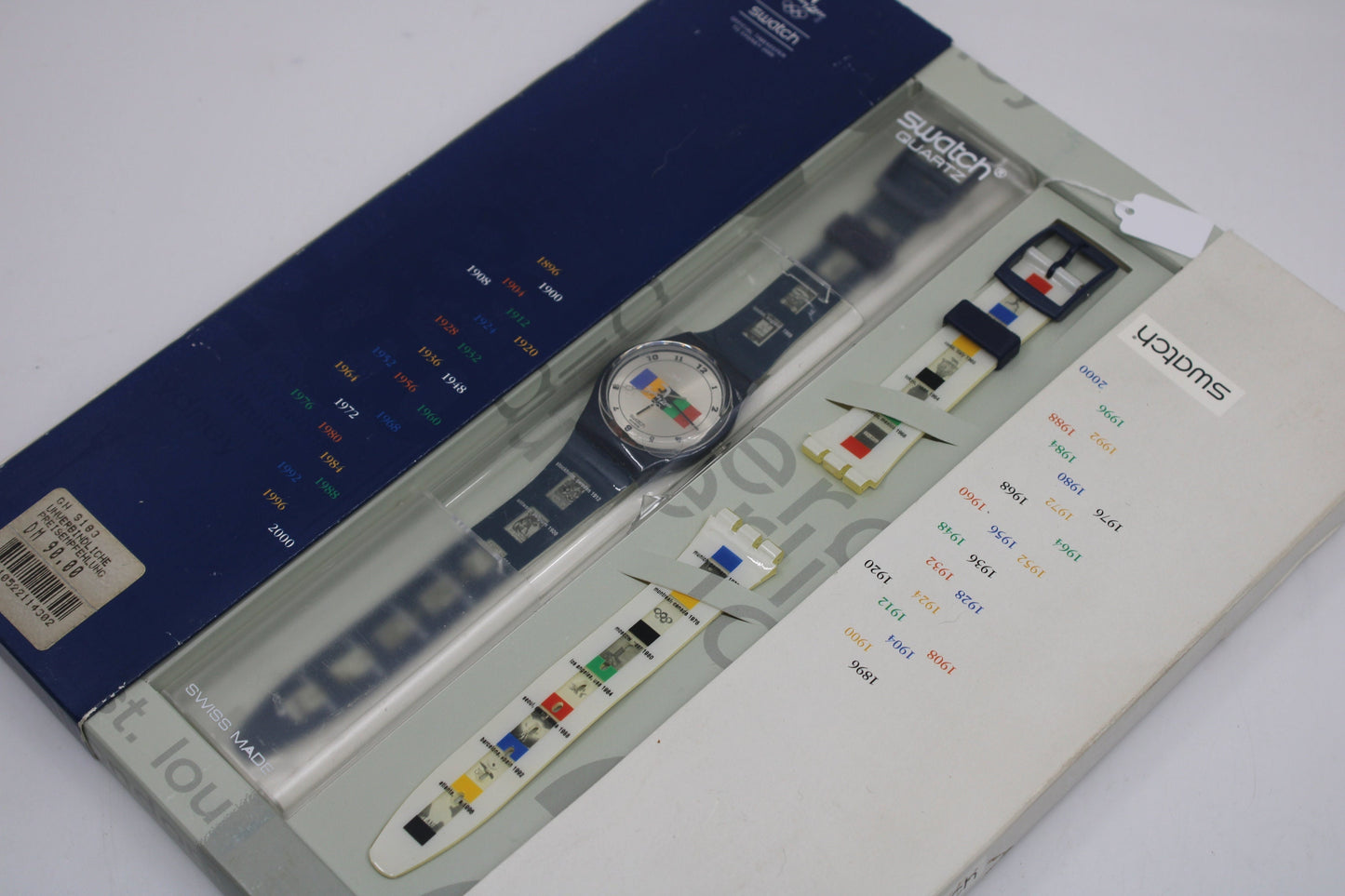 1996, Vintage Gents Olympic Swatch, '104 Years' GN183, No box, NEW OLD STOCK, Never Worn, working 100% original strap