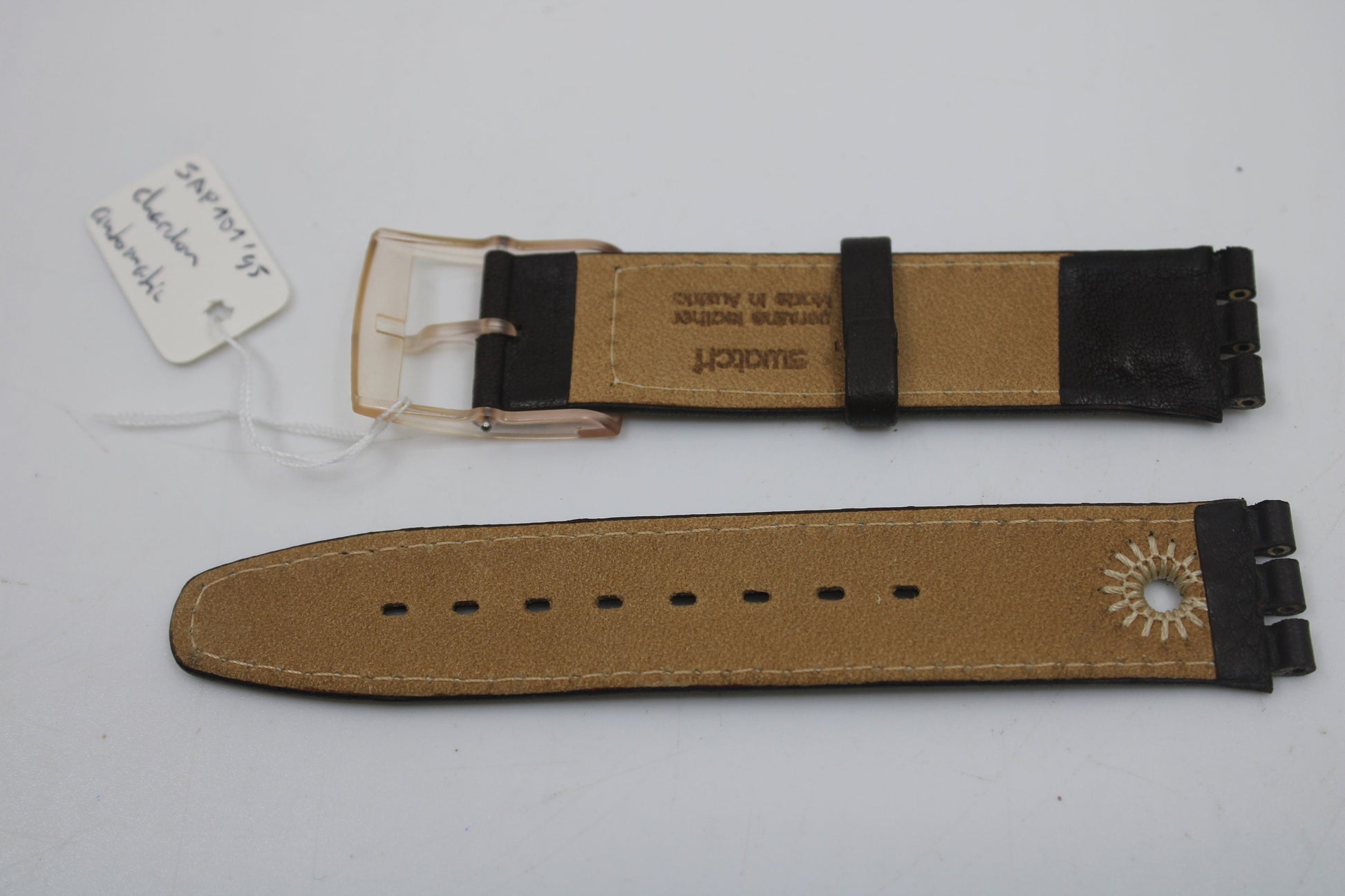 Vintage Swatch 17mm Leather Strap for SAP101, 'Chardon' Automatic 1995, Gents, New Old Stock