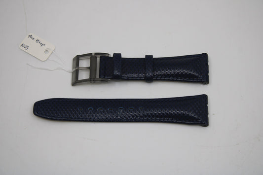 1990s, Vintage Leather Swatch Strap, 'The Beep', Swatch the Beep, New Old Stock Blue leather