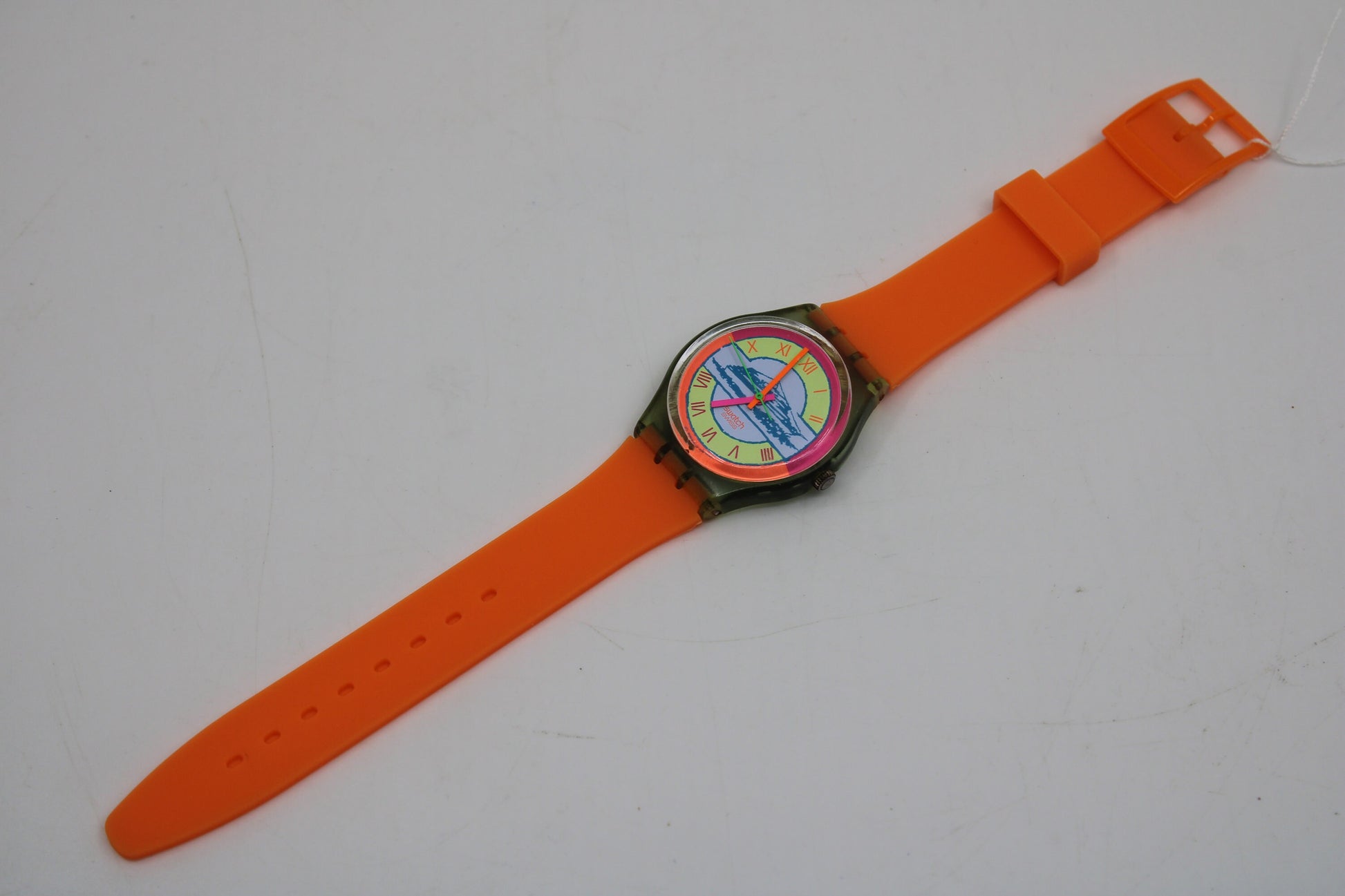 1993, Swatch, Gents, 'Postcard', GN127, Nice, Used Condition, 100% working, NON-original strap
