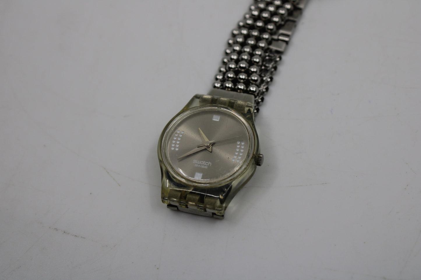 2001, Lady Swatch, 'Silver Fall' , LW130, No Box, with beautiful metal strap