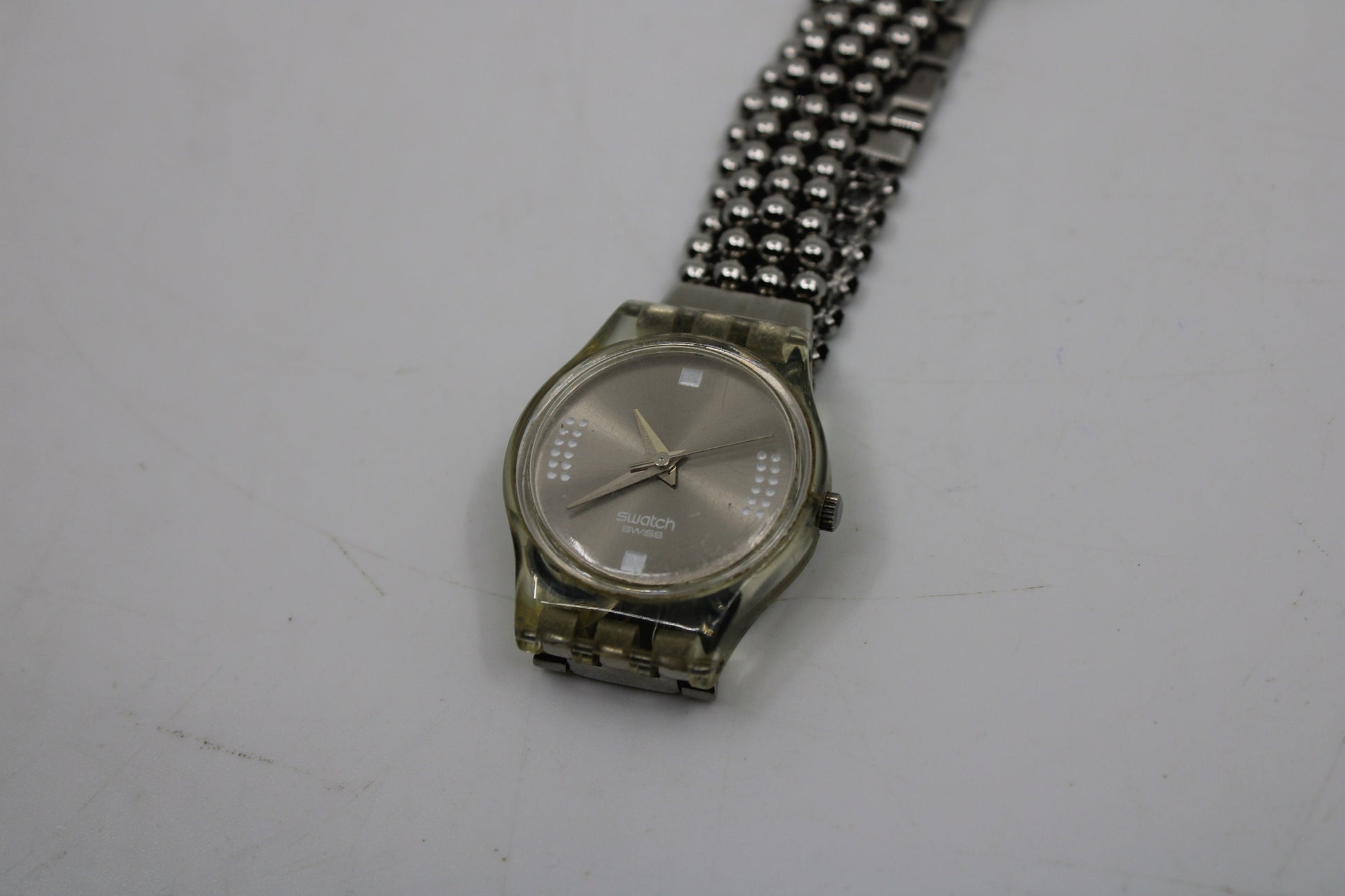 2001, Lady Swatch, 'Silver Fall' , LW130, No Box, with beautiful metal strap
