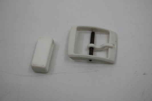 1990s, Vintage Original Swatch Buckle + Pin + Strap Holder, for Original GENTS only, Solid White, 17mm