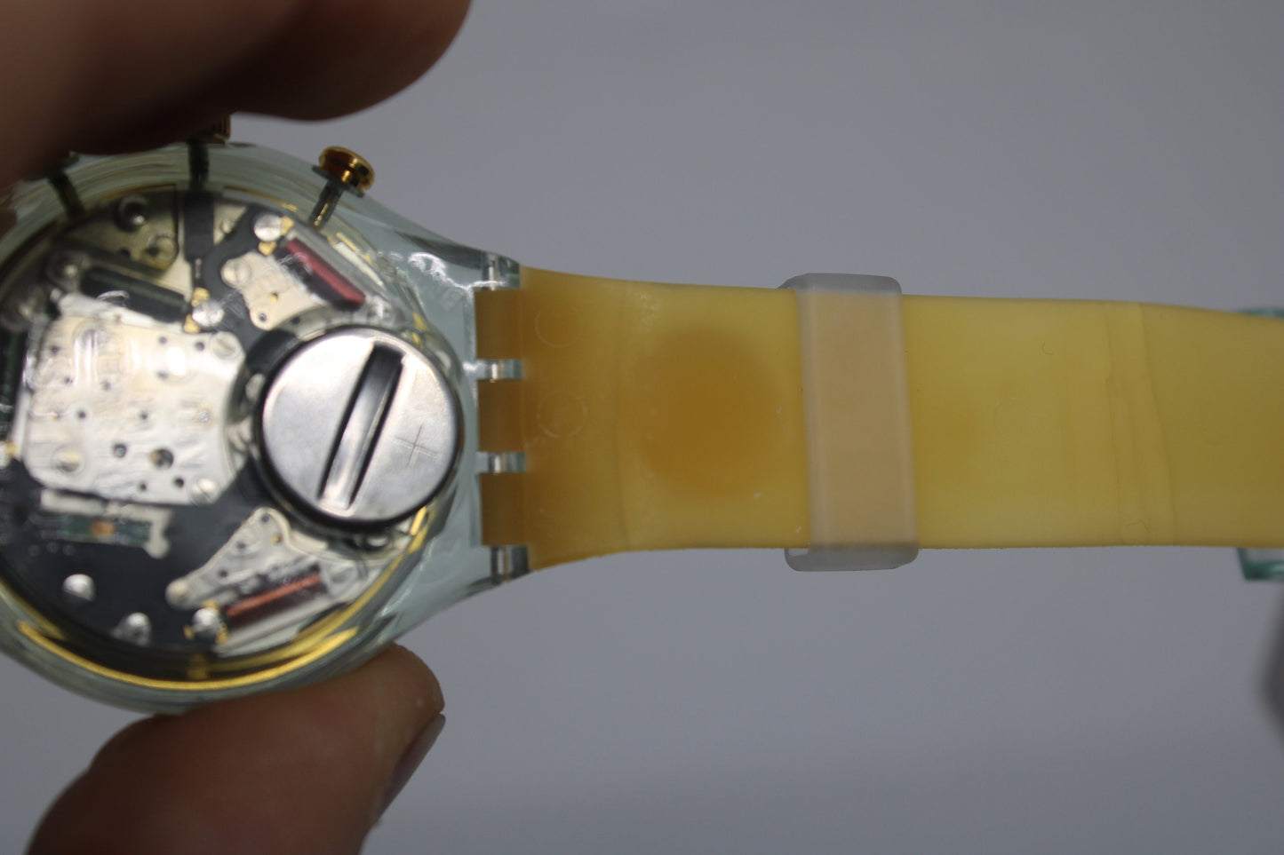 1995 'Hole in One', CRACKED STRAP vintage Gents Chrono Swatch SCG106, in a New Old Stock, Unused Condition, working 100%