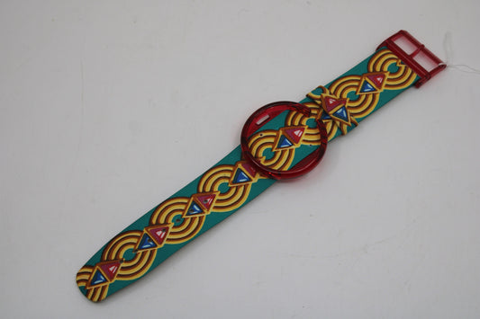 1994 UNWORN Vintage Shop dummy Pop Swatch Strap + Ring, 'Haute Societe', PWK193, PopSwatch, very rare