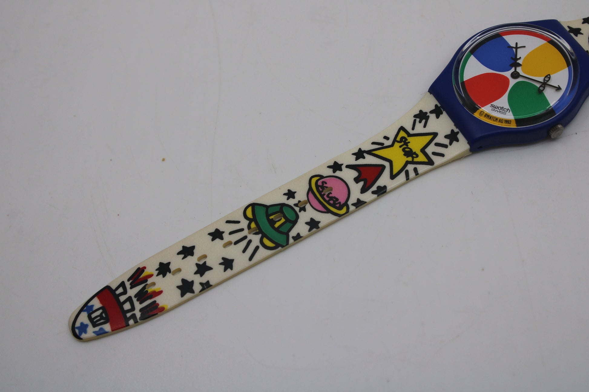1993 Vintage Gents Swatch 'Space People' GN134, NEW OLD STOCK, Never Worn, working 100% with original strap