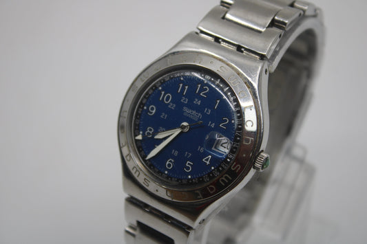 1993, Swatch Irony, 'Happy Joe' Blue YGS400GX, No Box, NON-Original Strap, Working 100%, Beautiful Condition