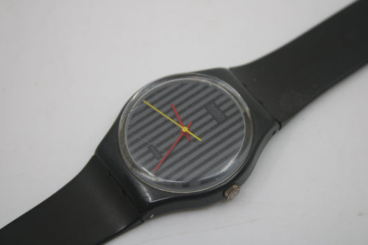 1985 very early, vintage gents Swatch 'Pinstripe' GA102 NO box, Good, used Condition, working 100%