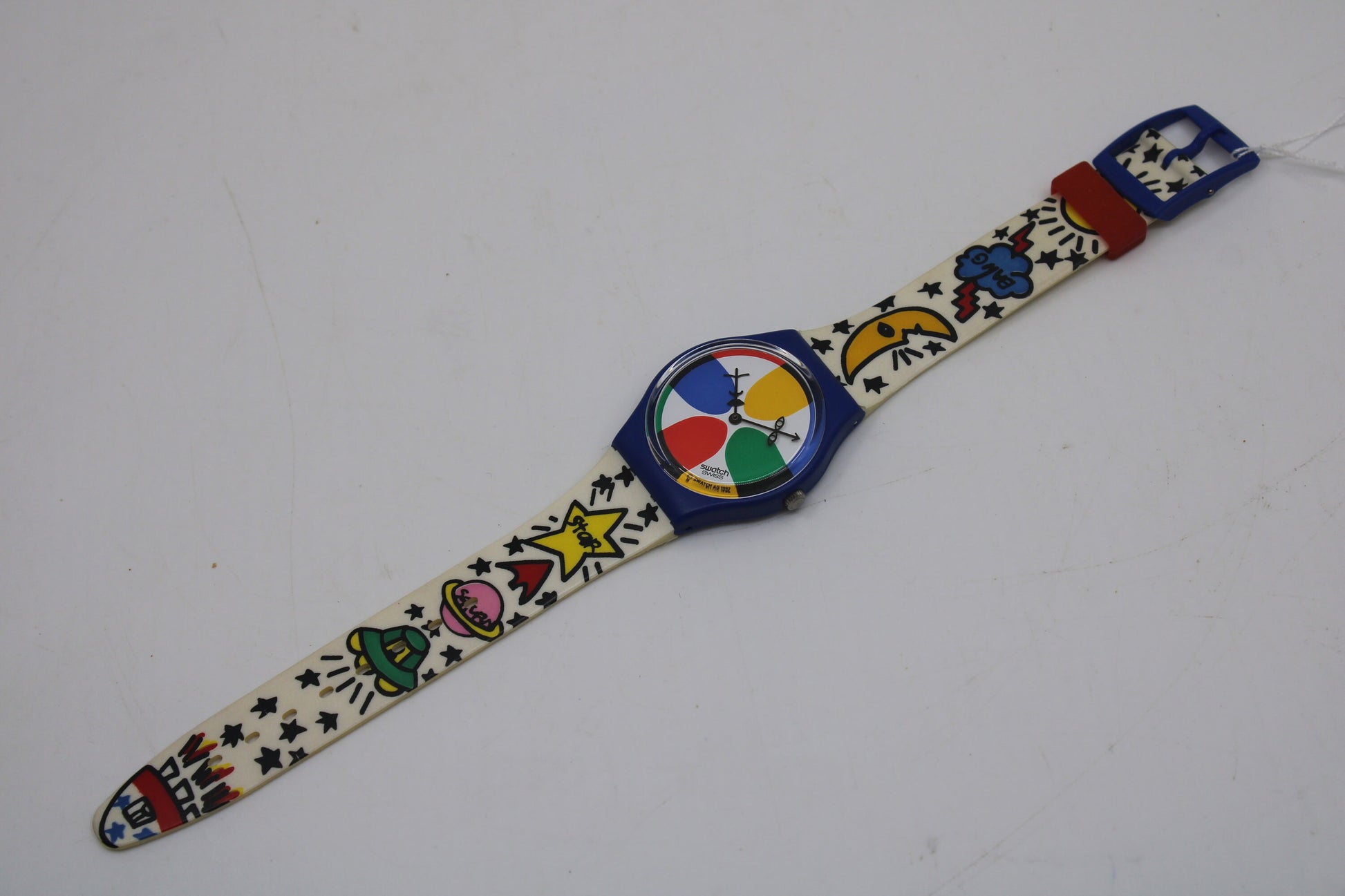 1993 Vintage Gents Swatch 'Space People' GN134, NEW OLD STOCK, Never Worn, working 100% with original strap