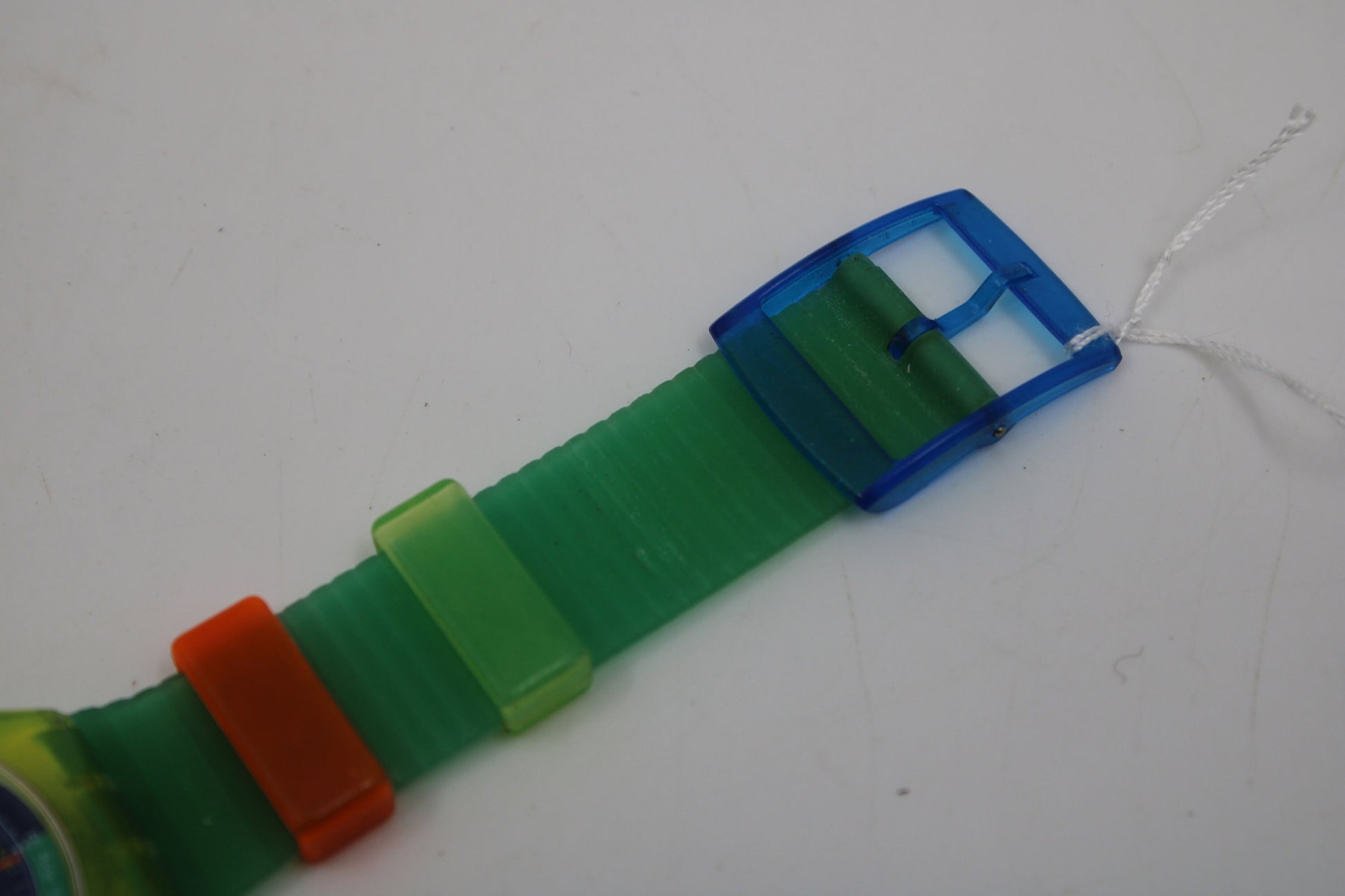 NEAR MINT 1991 Swatch Neo Wave wristwatch, SCJ100 Fluorescent Chronograph, Original Strap