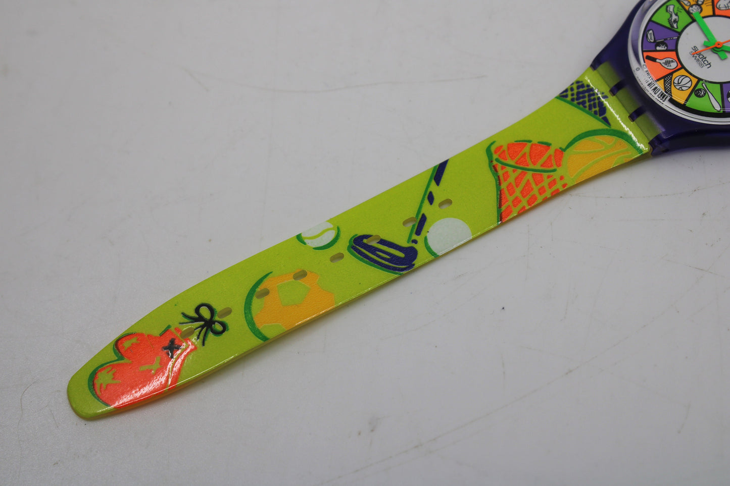 1994 NEW OLD STOCK Vintage Gents Swatch 'Cheerleader' GV107, Never Worn, working 100% with original strap