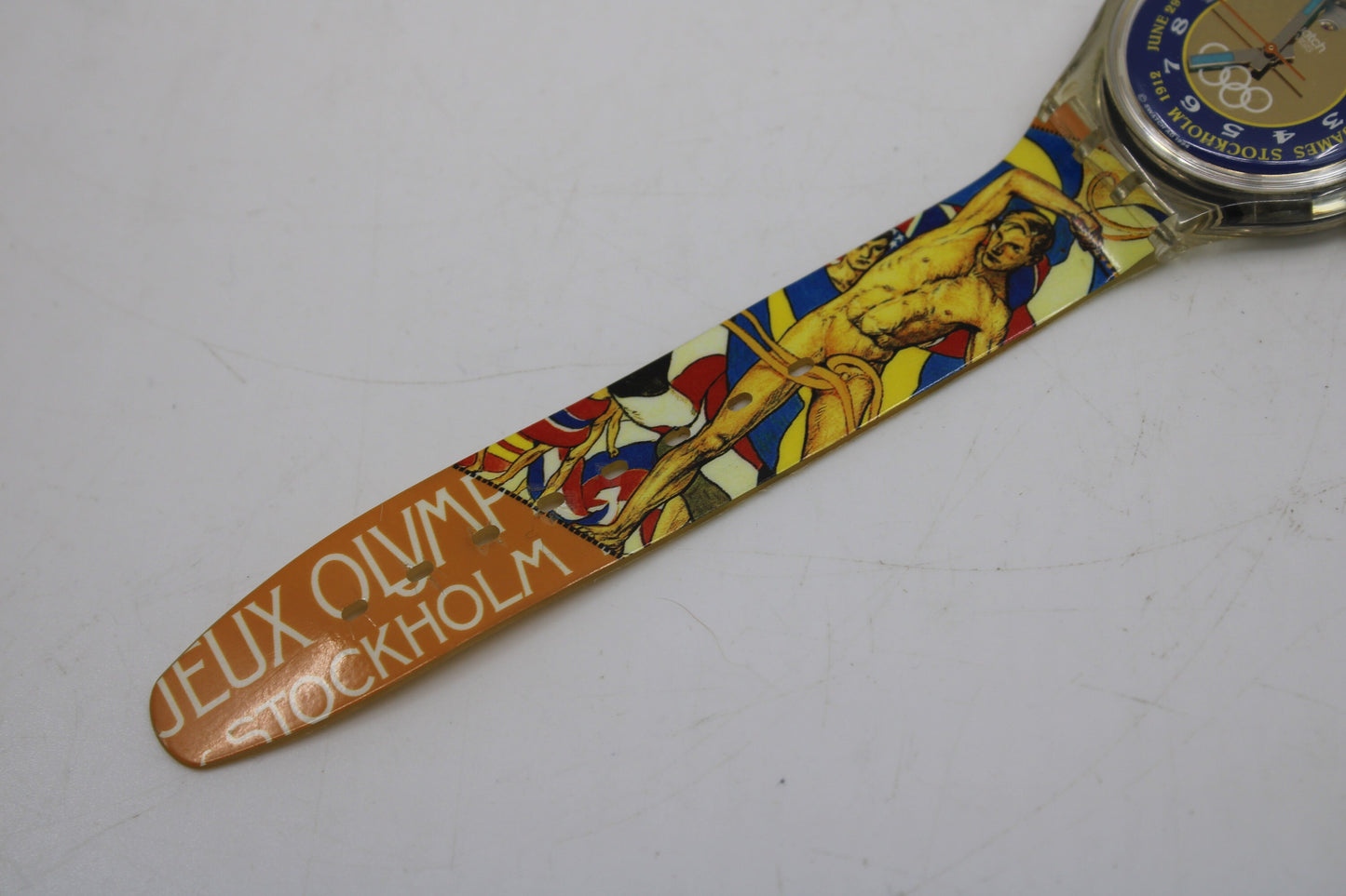 1994 Olympic 'Stockholm 1912' Vintage Gents Automatic Swatch SAZ103, good, USED condition, Original Strap