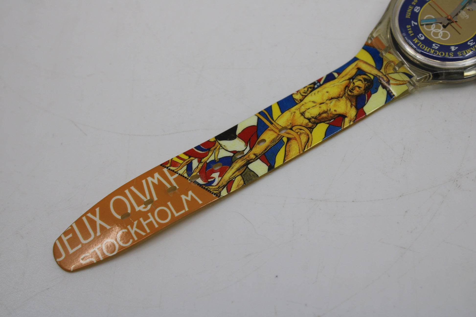 1994 Olympic 'Stockholm 1912' Vintage Gents Automatic Swatch SAZ103, good, USED condition, Original Strap