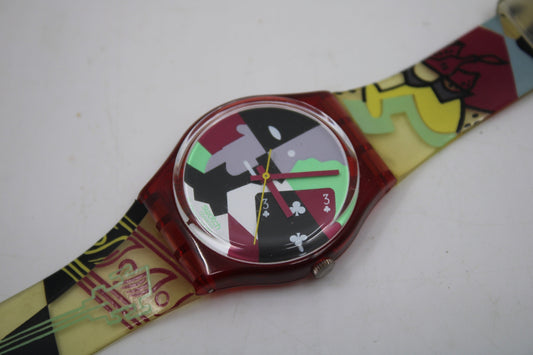 1991, Vintage Gents Swatch, 'Cubistic Rap', GR110, NO Box, Nice, Used Condition, Working 100%