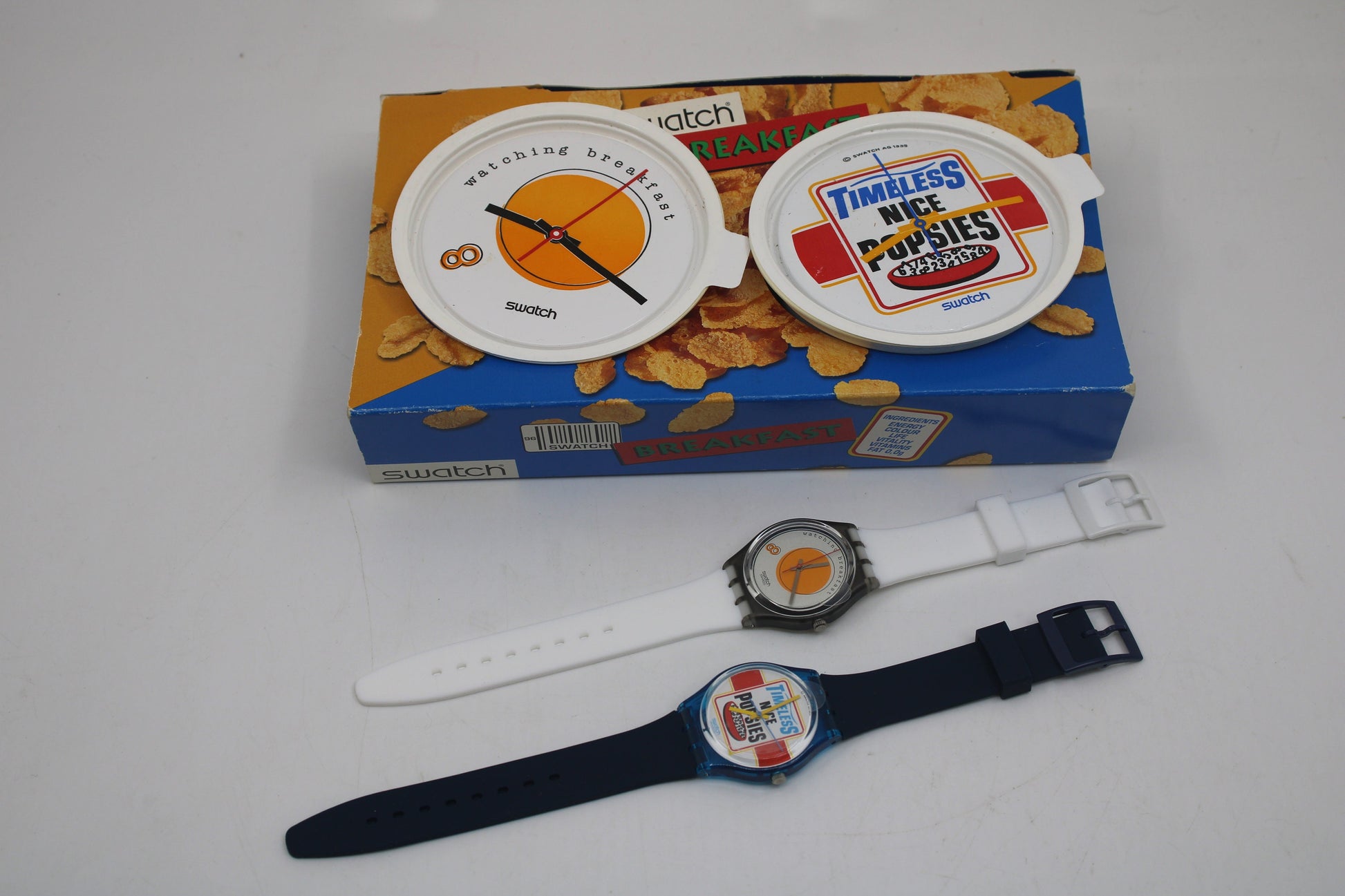 NEW OLD STOCK 1995 Swatch Breakfast Set, GZS13, Sunny Side Up GM135 and Good Morning GN156, New Silicone Straps