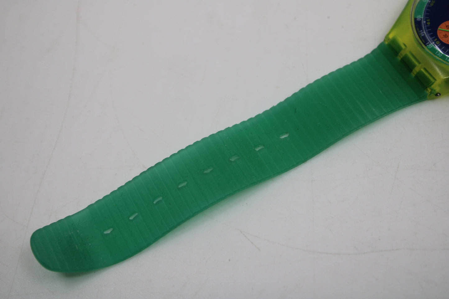 NEAR MINT 1991 Swatch Neo Wave wristwatch, SCJ100 Fluorescent Chronograph, Original Strap