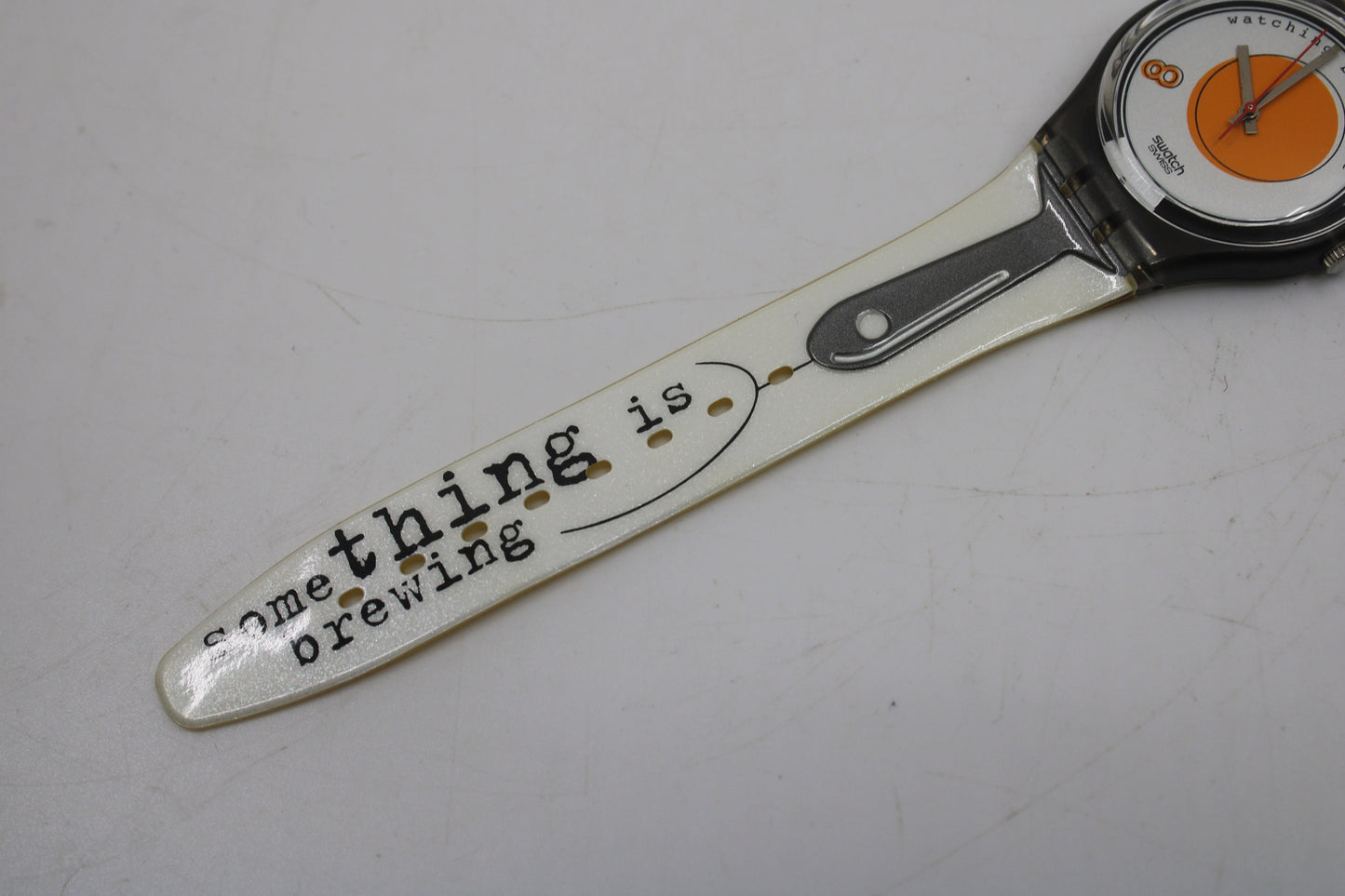 1995 Vintage Gents Swatch 'Sunny Side Up' GM135, NEW OLD STOCK, Never Used condition, working 100%, with the original strap