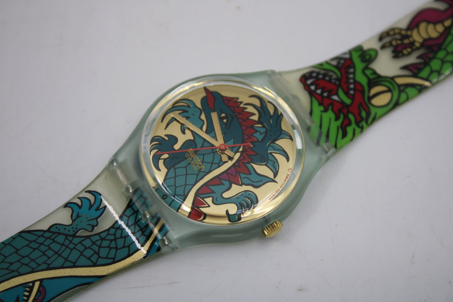 1995, Vintage Gents Swatch, 'Green Dragon', GG135, NO box, in a NEW Old STOCK, Unused Condition, 100% working