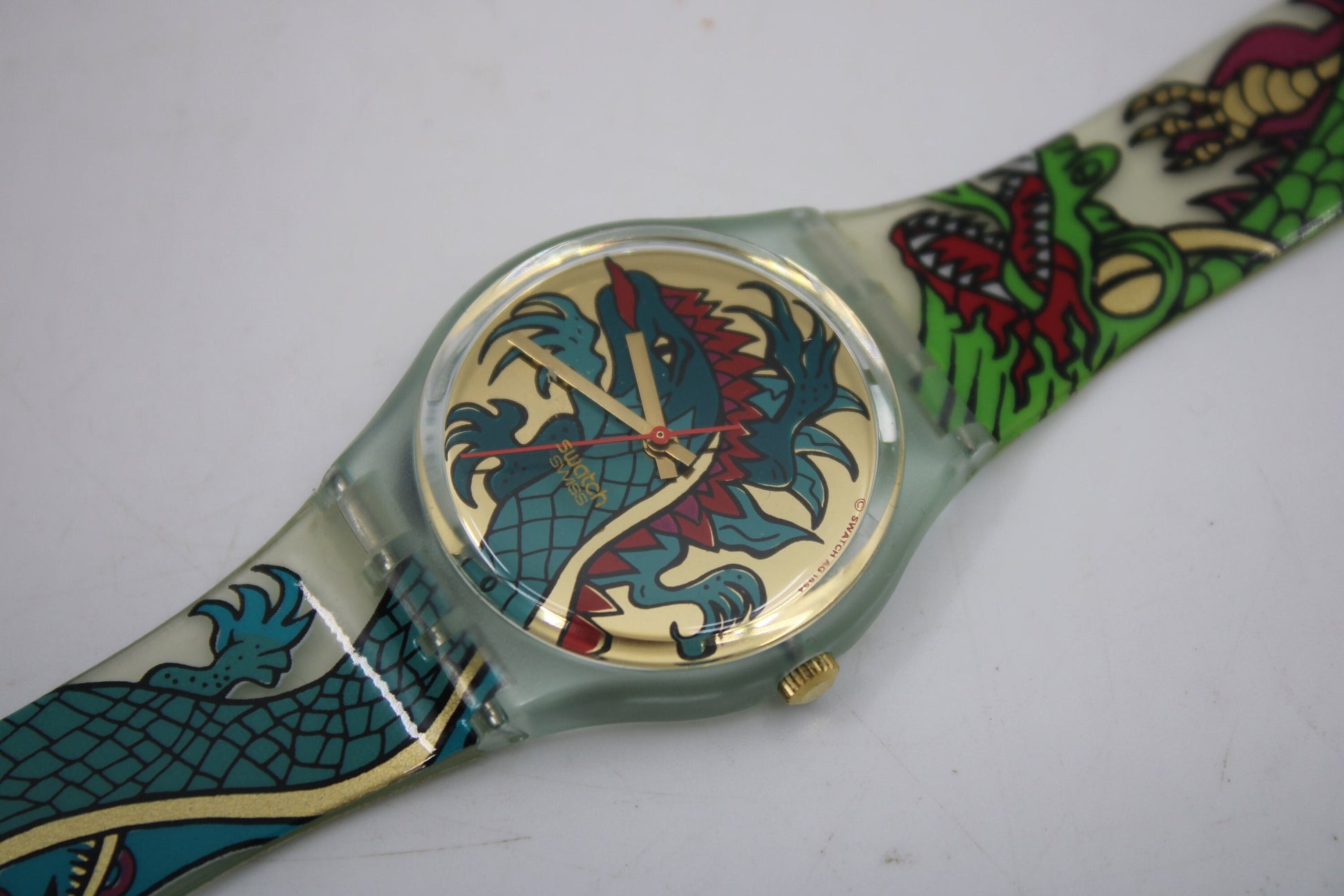 1995, Vintage Gents Swatch, 'Green Dragon', GG135, NO box, in a NEW Old STOCK, Unused Condition, 100% working