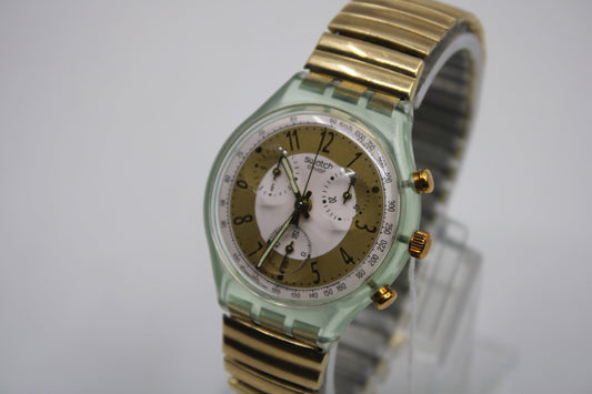 1993 'Golden Globe' vintage Gents Chrono Swatch SCG100/101, Near Mint Condition, working 100%