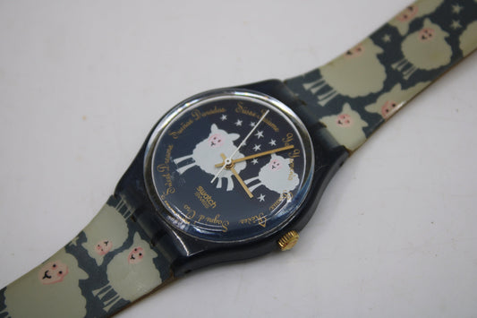 1995, Swatch, Gents, 'Black Sheep', GN150, Nice, Used Condition, 100% working, original strap