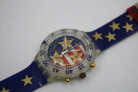 1994 Vintage Swatch Scuba Aqua Chrono 'American Dream' SEK103, MINT, perhaps unused Condition, working 100%