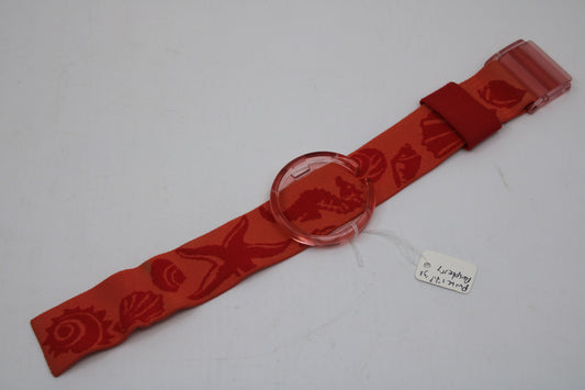 1993 Vintage Pop Swatch Strap + Ring, 'Raspberry', PWK178, PopSwatch, Nice, Used Condition
