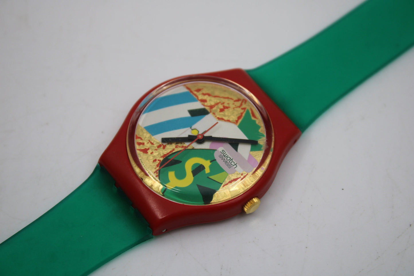 1993, Vintage Gents Swatch, 'Collage Dore', GR116, VERY nice condition, 100% working BRAND NEW strap
