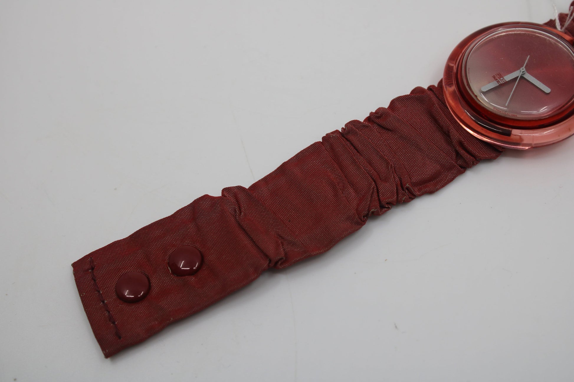 1995, Swatch, PopSwatch, 'Rouge', PMR100, used, New Battery, Original Strap and Ring, working 100%