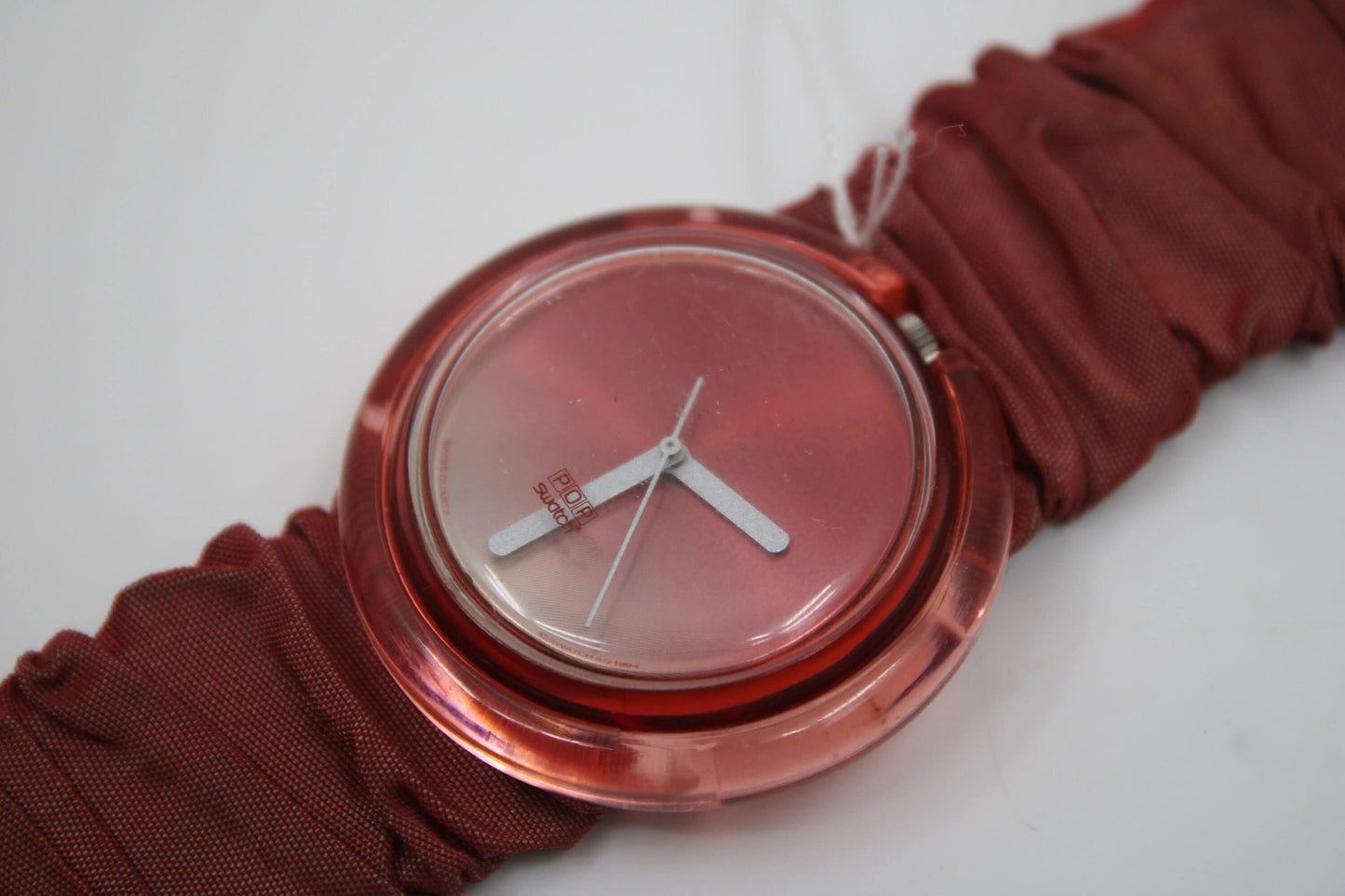 1995, Swatch, PopSwatch, 'Rouge', PMR100, used, New Battery, Original Strap and Ring, working 100%