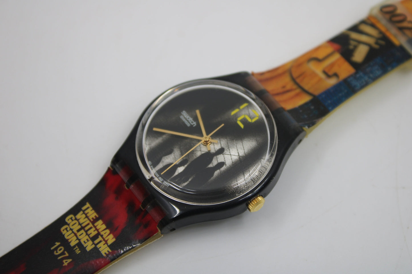 2001, Vintage Gents Swatch, 'The man with the golden gun', GB210, NO box, Good Condition, working 100%, Original Strap