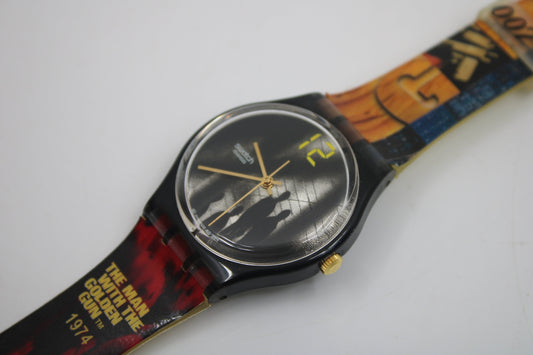 2001, Vintage Gents Swatch, 'The man with the golden gun', GB210, NO box, Good Condition, working 100%, Original Strap