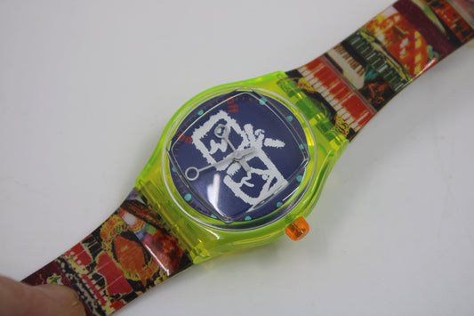 1996 Vintage Musicall Swatch 'Zapping' SLZ104, NICE, used condition, working 100% with original strap