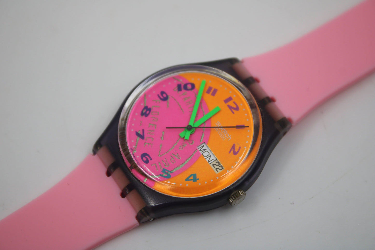 1993, Vintage Gents Swatch, 'Fluo Seal', GV700, NO box, Good Condition, working 100%, NON-Original Strap