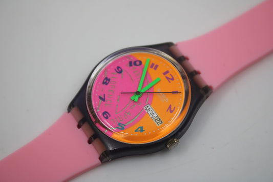 1993, Vintage Gents Swatch, 'Fluo Seal', GV700, NO box, Good Condition, working 100%, NON-Original Strap