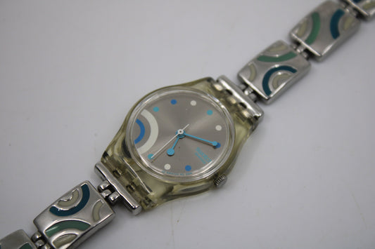 2005, Lady Swatch, 'Bathroom Smiles' , LK252G, No Box, with beautiful metal strap, NEW battery