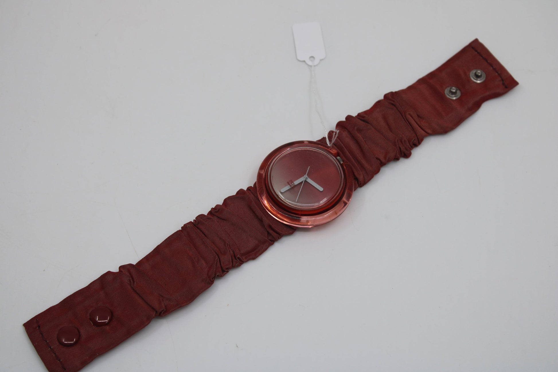 1995, Swatch, PopSwatch, 'Rouge', PMR100, used, New Battery, Original Strap and Ring, working 100%