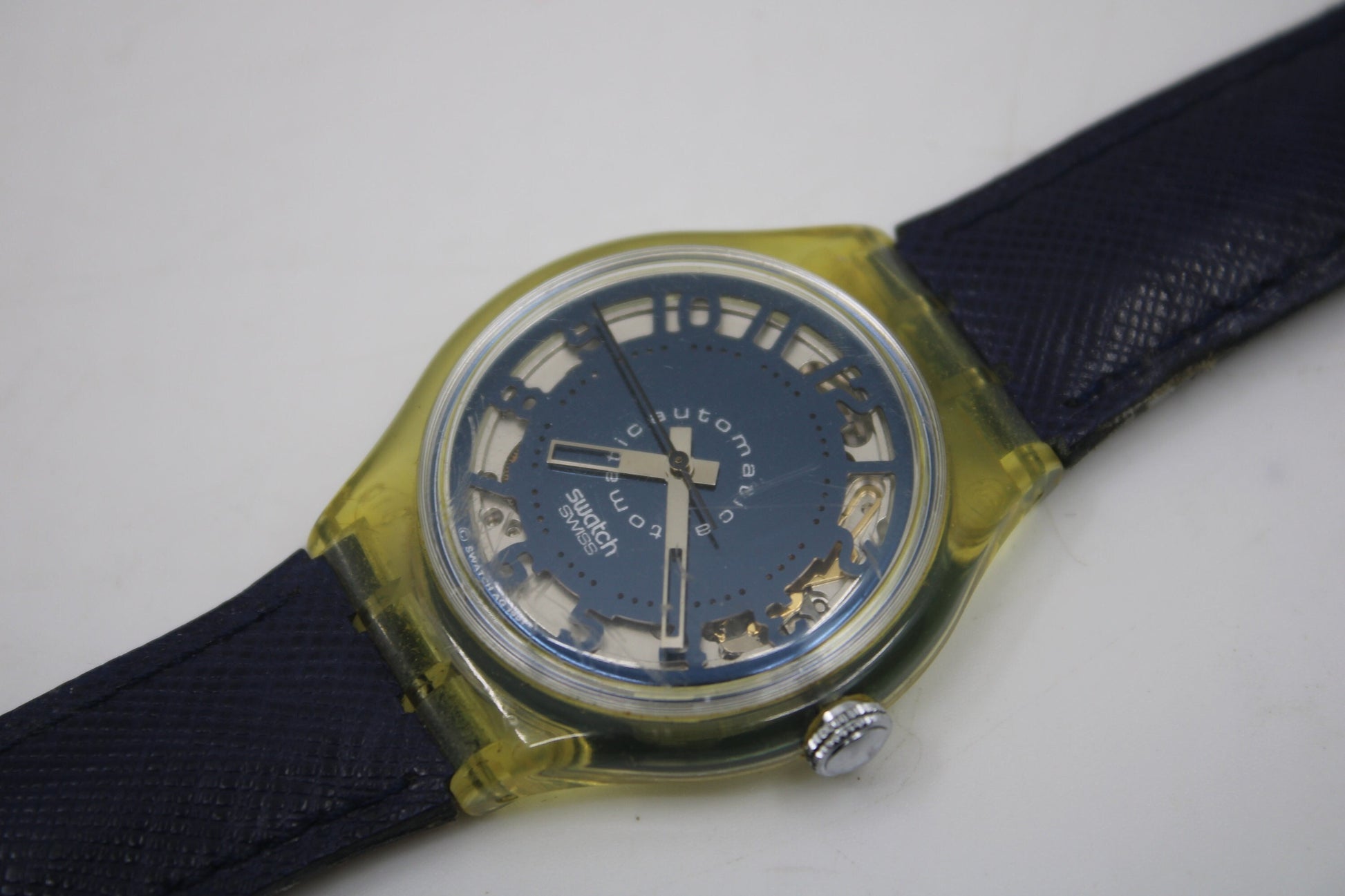 1992 'Montenapoleone' Vintage Gents Automatic Swatch SAK103, NO box, nice, used condition, original, leather strap