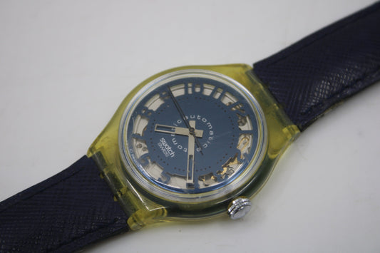 1992 'Montenapoleone' Vintage Gents Automatic Swatch SAK103, NO box, nice, used condition, original, leather strap