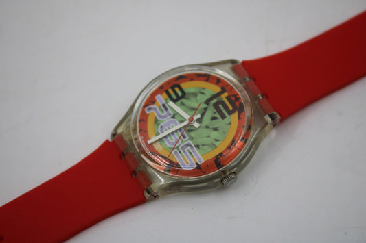 1996 Vintage Gents Swatch, 'Ricecake', GK217, NO box, In NICE, USED Condition, 100% working, Non-Original Strap