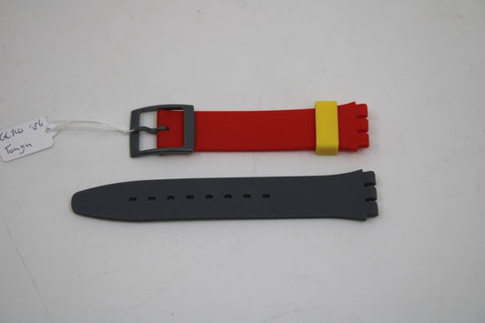 1986 Swatch Gents 17mm, 'Tonga', GL100, NON-original brandnew silicone strap