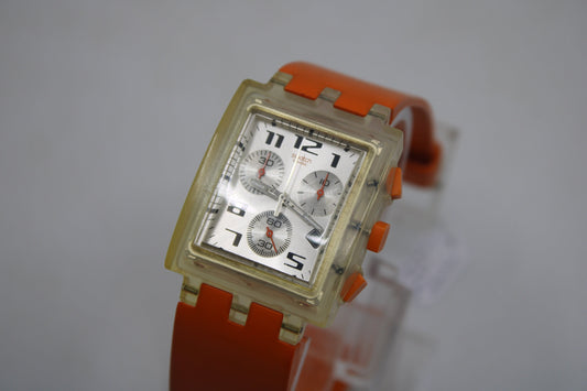 2002 Square SUEK403 'Speed Addiction', vintage Used Condition Swatch, original Swatch Strap, watch is working 100%