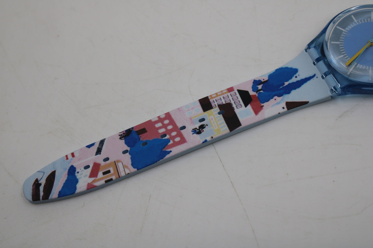 Vintage Gents Swatch 'MyMuesli' Postcard Promo GS147D, NEW OLD STOCK, Never Worn, working 100% with original strap