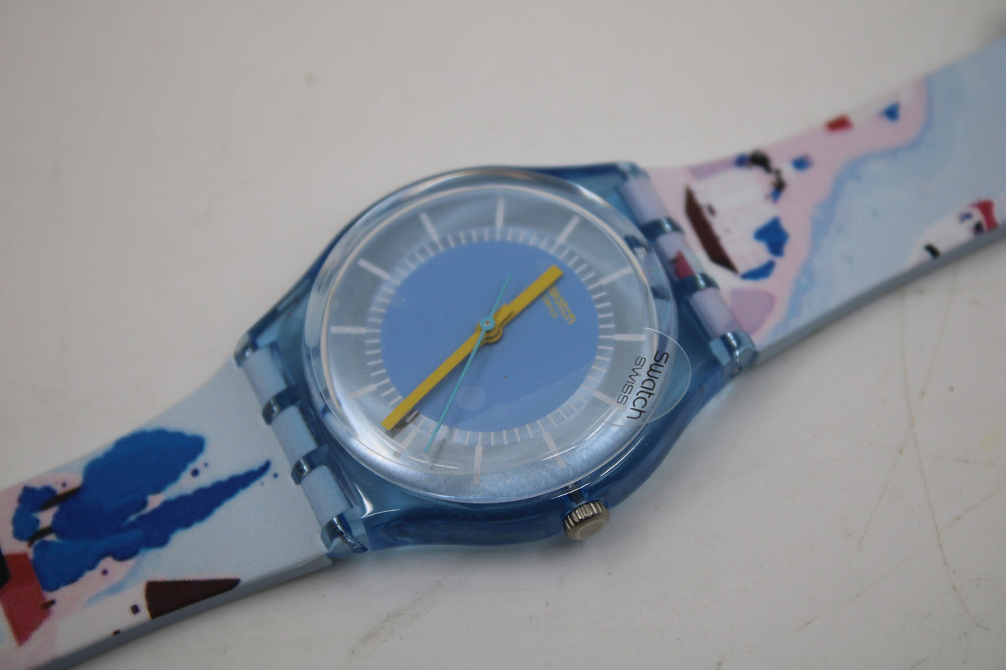 Vintage Gents Swatch 'MyMuesli' Postcard Promo GS147D, NEW OLD STOCK, Never Worn, working 100% with original strap